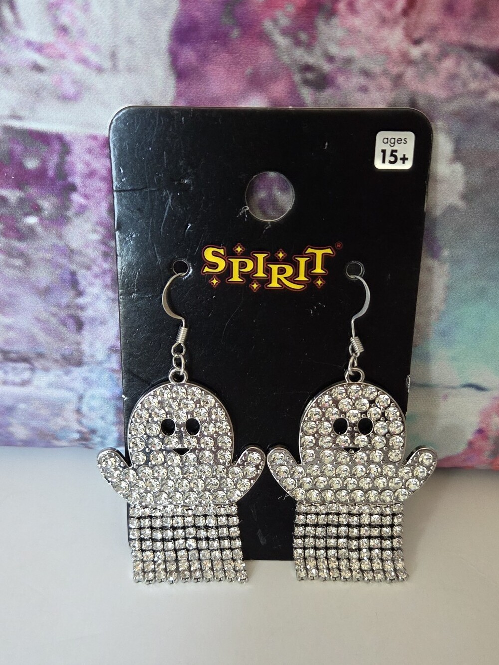 Spirit Rhinestone Ghost Dangle Earrings - Silver
